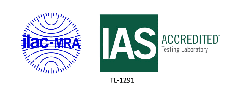 Accreditations: ILAC-MRA and IAS Accredited Testing Laboratory